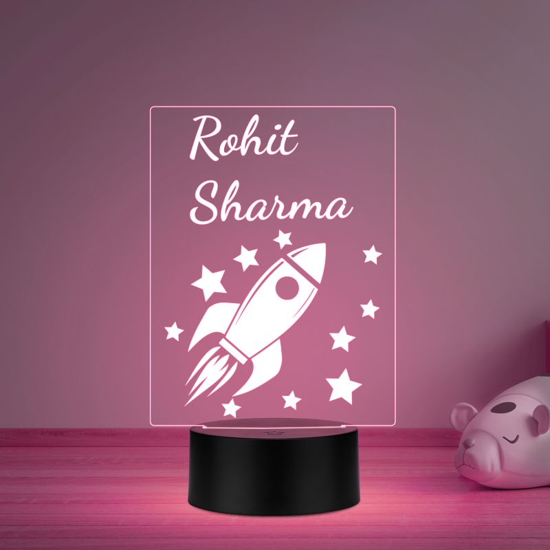 Customized Rocket Themed Illusion Lamp with Automatic Color Changing Light Birthday Return Gift for Boys and Girls